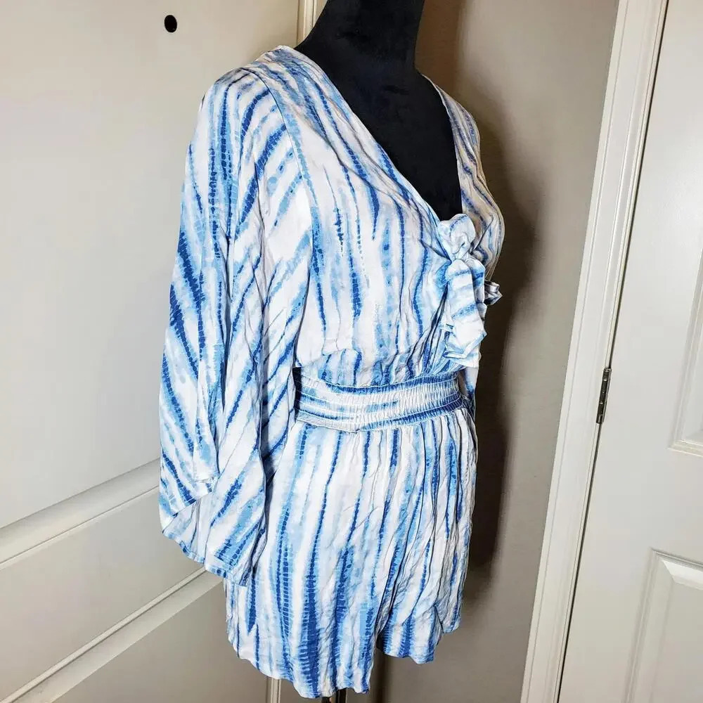 Le Lis Blue and White Tie-Dye Shorts Romper Women's Size Small NWOT - Picture 10 of 15
